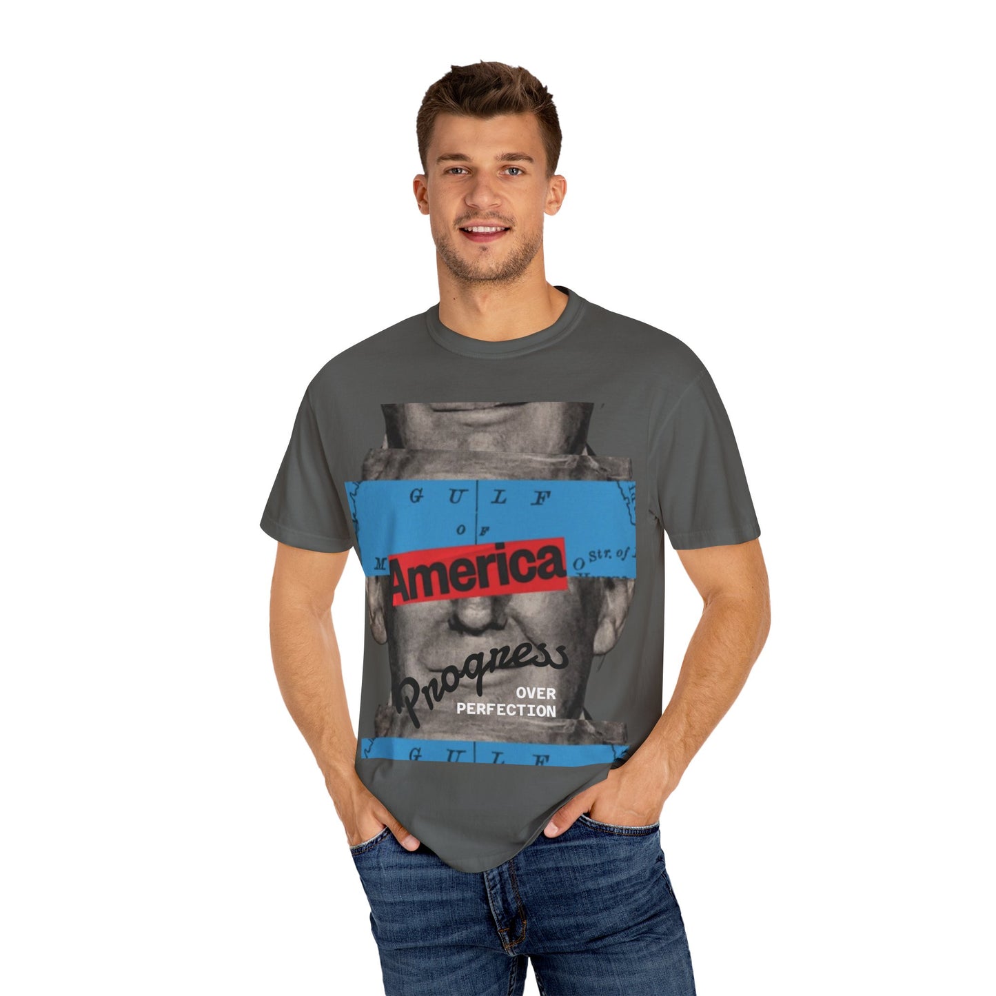 Vintage Graphic T-Shirt - America, Progress Over Perfection, Unisex Tee for Casual Wear, Gift for Patriot Day, Birthday, 90s Style