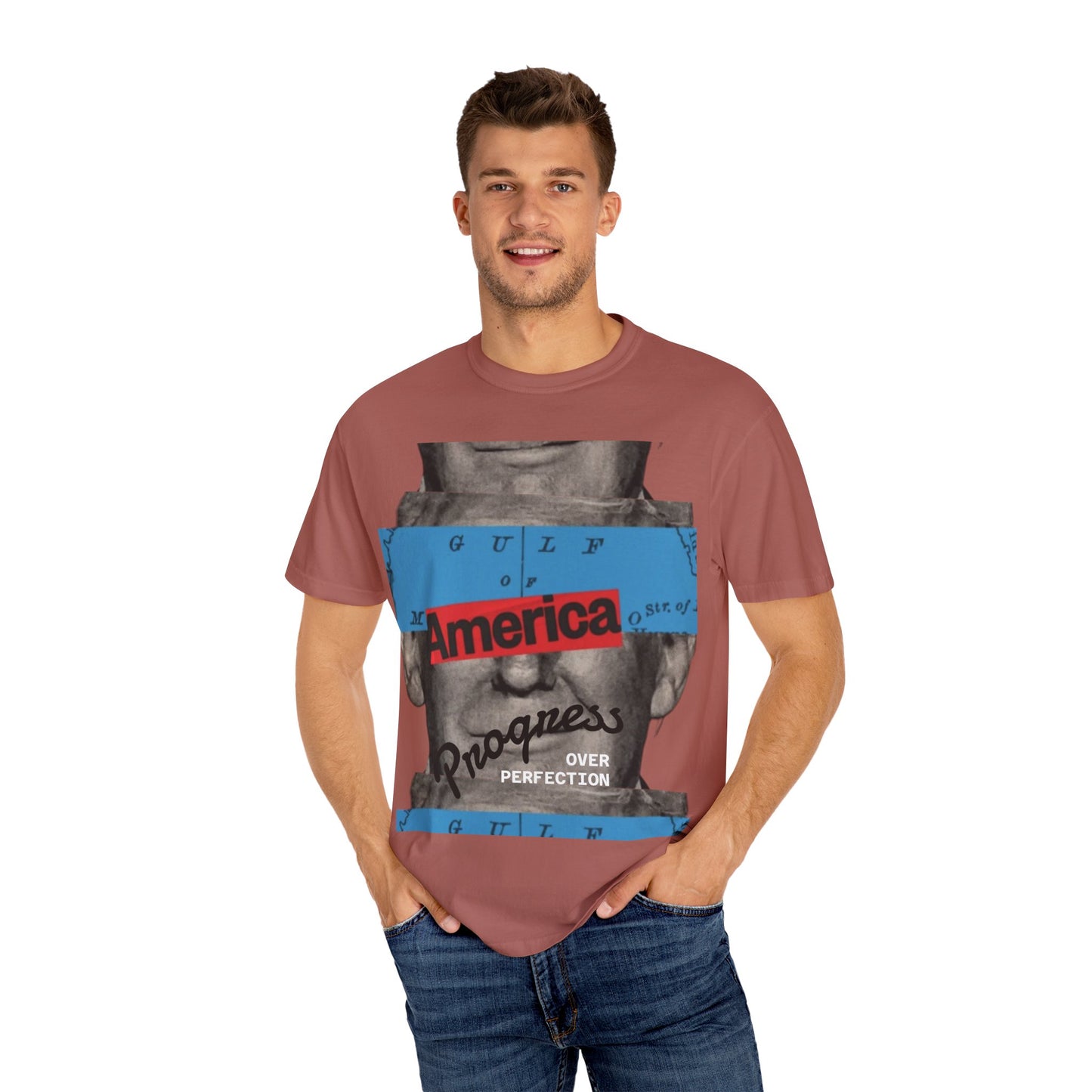 Vintage Graphic T-Shirt - America, Progress Over Perfection, Unisex Tee for Casual Wear, Gift for Patriot Day, Birthday, 90s Style
