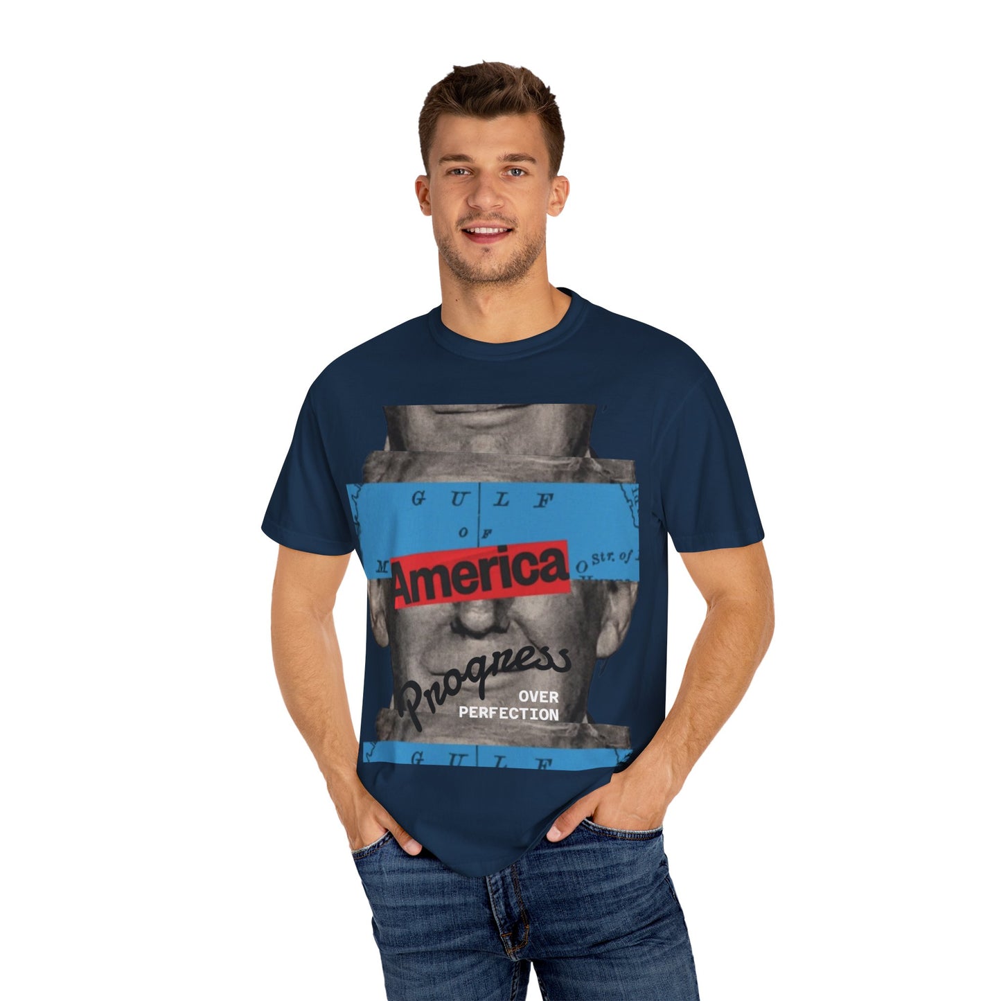 Vintage Graphic T-Shirt - America, Progress Over Perfection, Unisex Tee for Casual Wear, Gift for Patriot Day, Birthday, 90s Style