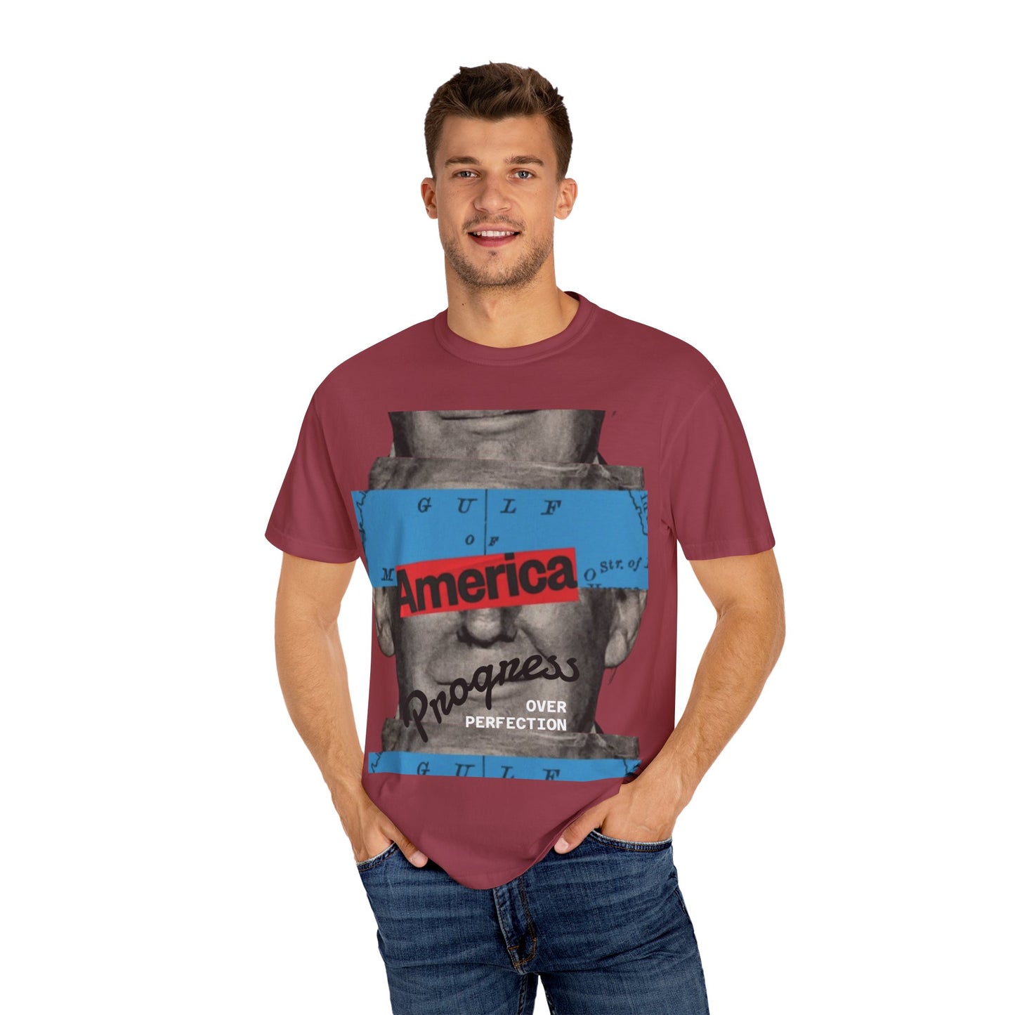 Vintage Graphic T-Shirt - America, Progress Over Perfection, Unisex Tee for Casual Wear, Gift for Patriot Day, Birthday, 90s Style