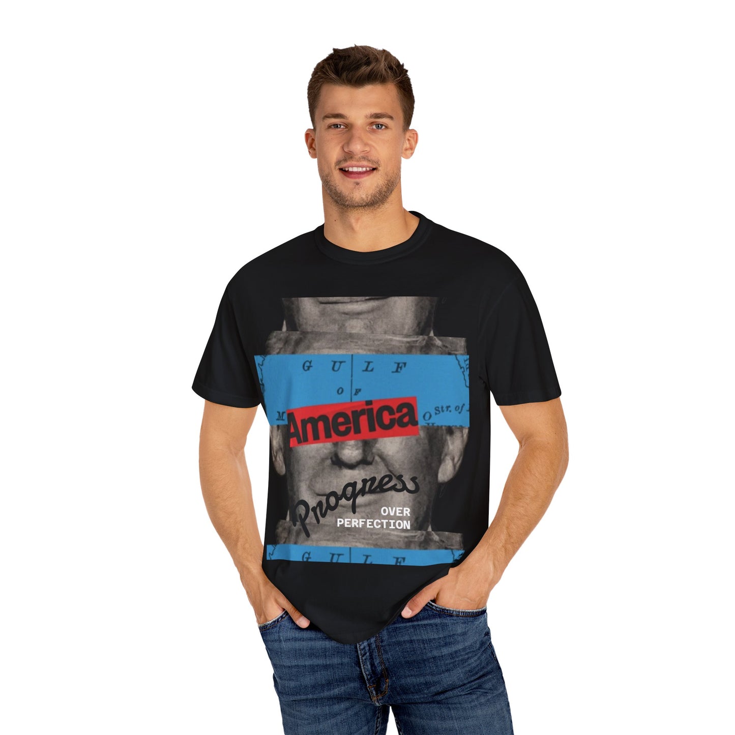 Vintage Graphic T-Shirt - America, Progress Over Perfection, Unisex Tee for Casual Wear, Gift for Patriot Day, Birthday, 90s Style