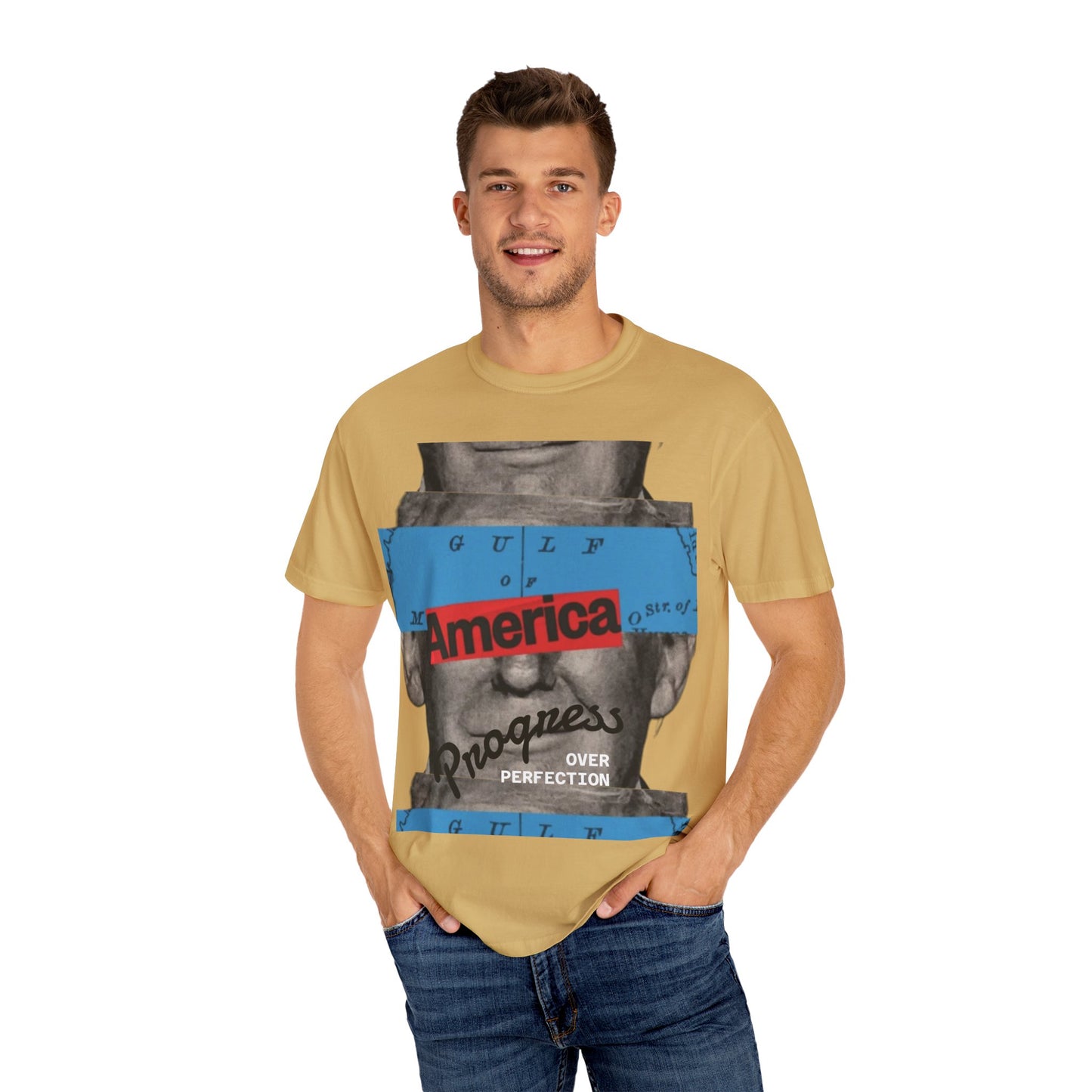 Vintage Graphic T-Shirt - America, Progress Over Perfection, Unisex Tee for Casual Wear, Gift for Patriot Day, Birthday, 90s Style