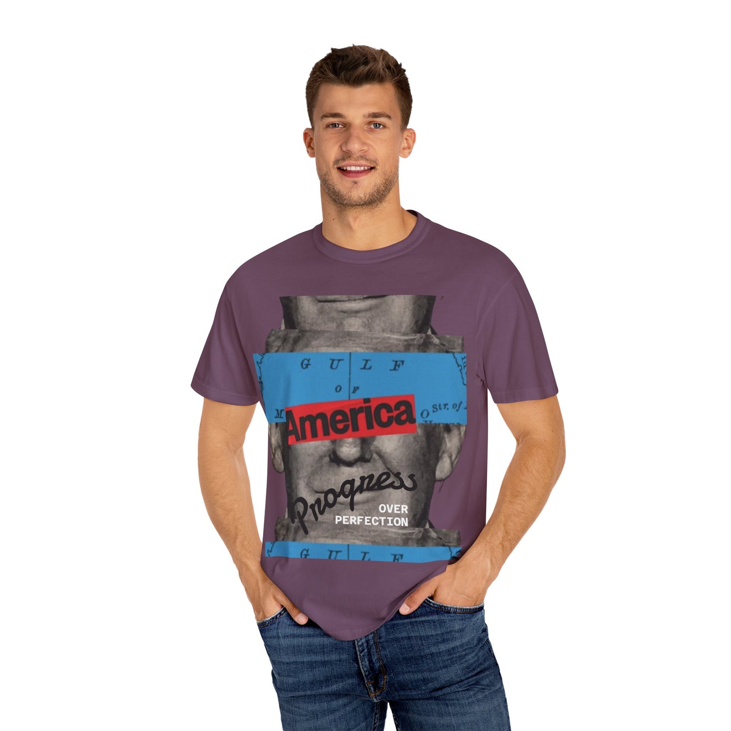 Vintage Graphic T-Shirt - America, Progress Over Perfection, Unisex Tee for Casual Wear, Gift for Patriot Day, Birthday, 90s Style