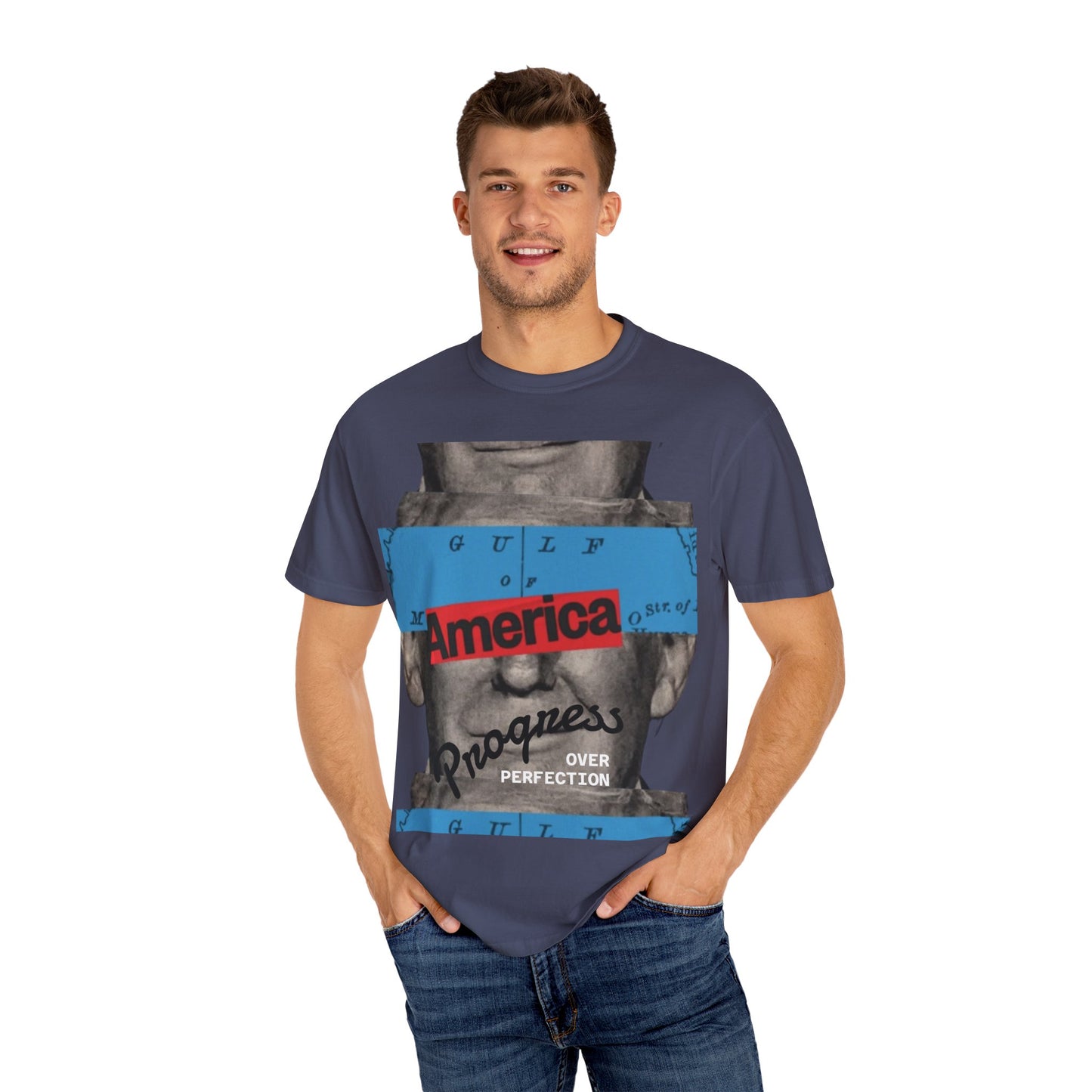 Vintage Graphic T-Shirt - America, Progress Over Perfection, Unisex Tee for Casual Wear, Gift for Patriot Day, Birthday, 90s Style