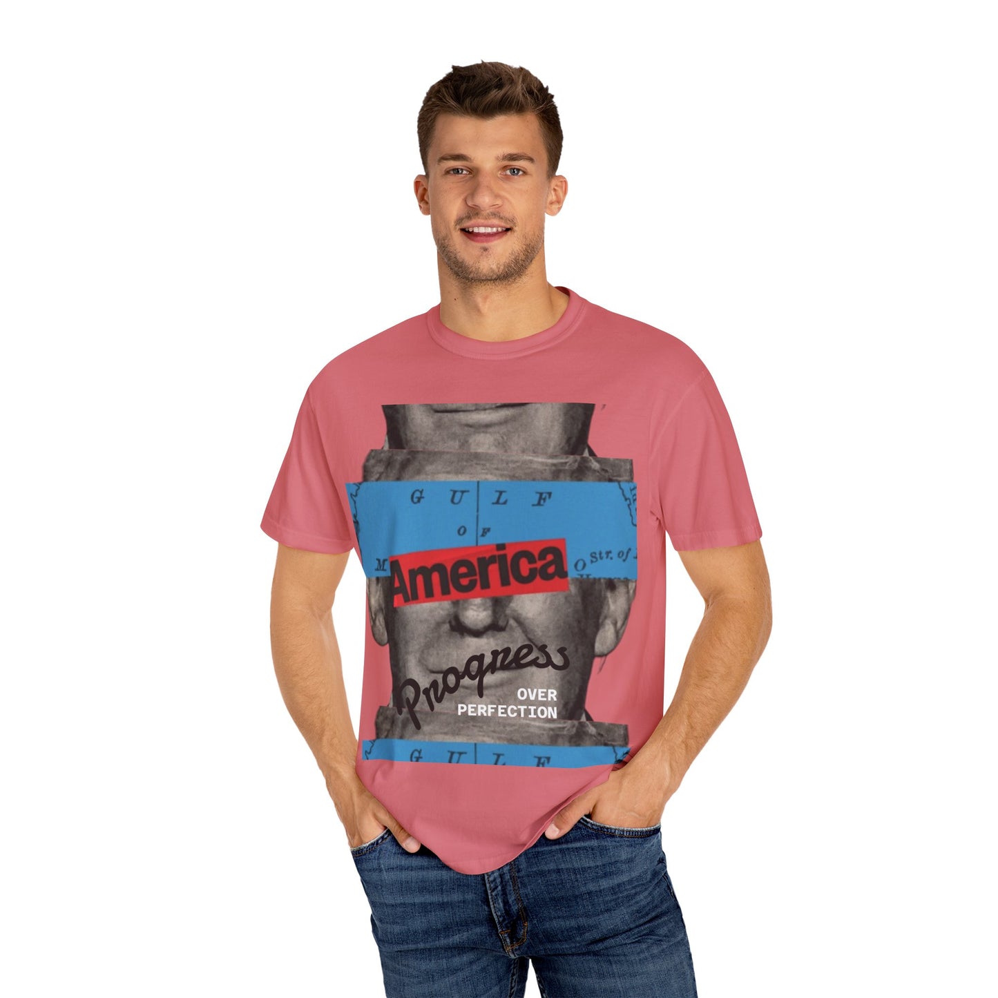 Vintage Graphic T-Shirt - America, Progress Over Perfection, Unisex Tee for Casual Wear, Gift for Patriot Day, Birthday, 90s Style