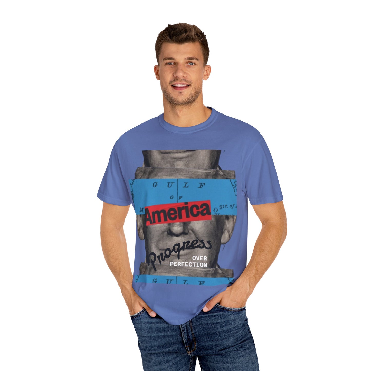 Vintage Graphic T-Shirt - America, Progress Over Perfection, Unisex Tee for Casual Wear, Gift for Patriot Day, Birthday, 90s Style