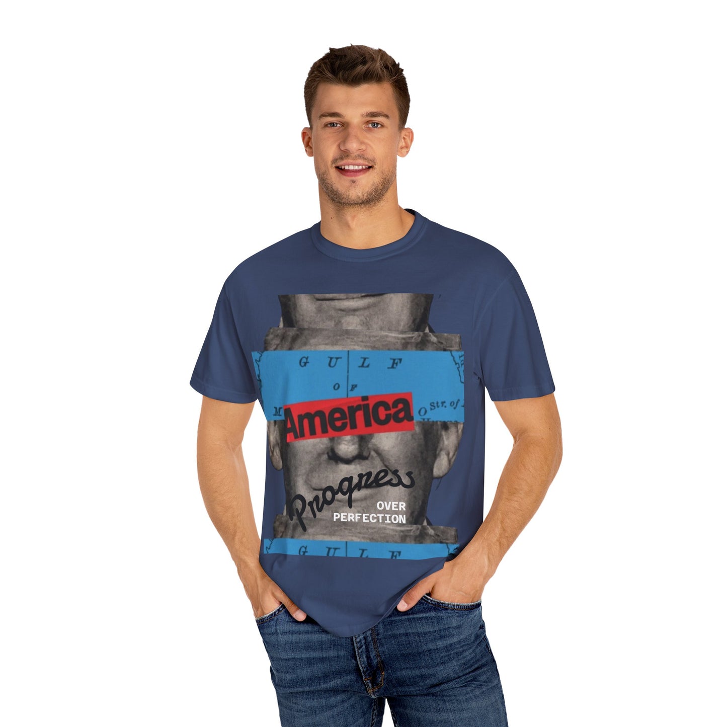 Vintage Graphic T-Shirt - America, Progress Over Perfection, Unisex Tee for Casual Wear, Gift for Patriot Day, Birthday, 90s Style