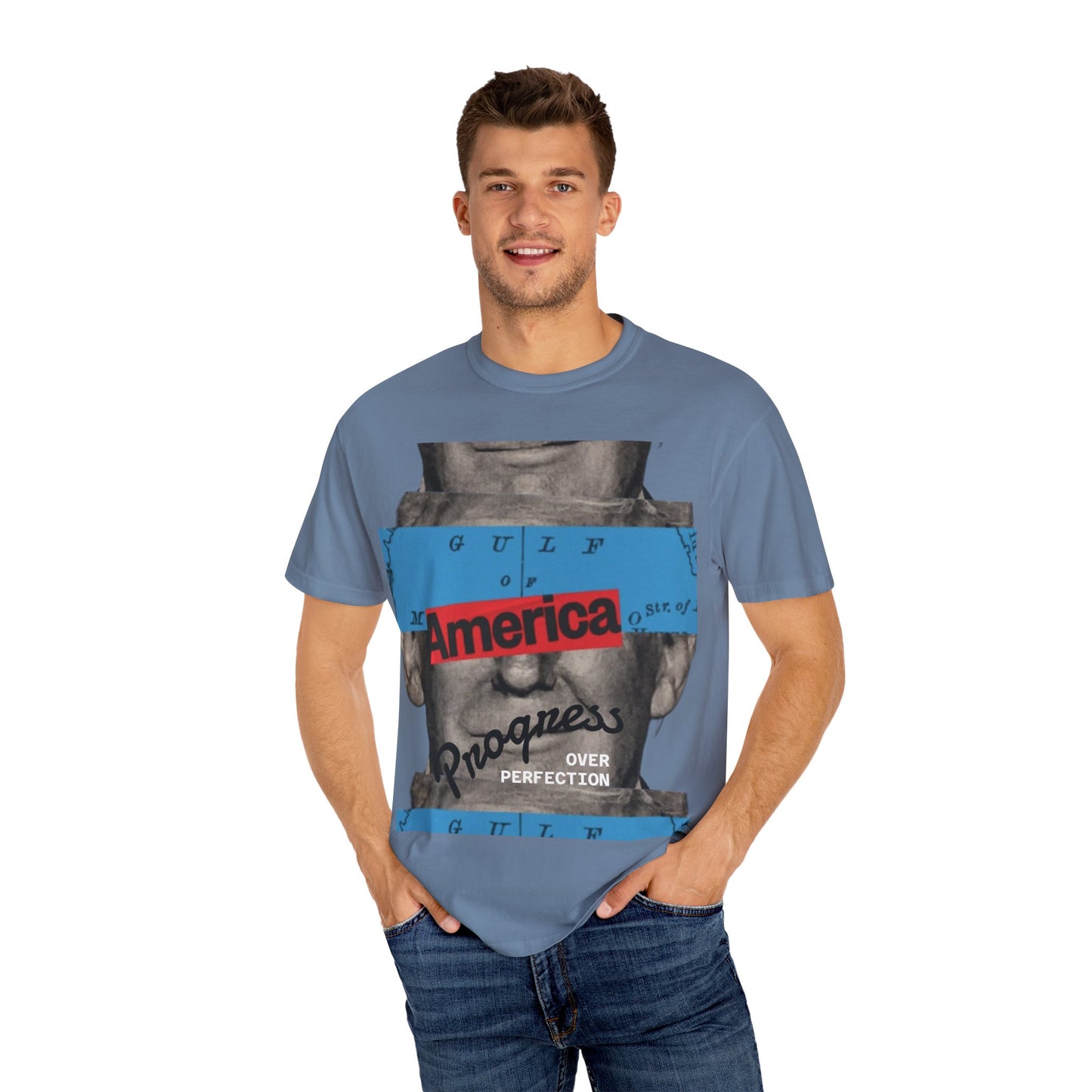 Vintage Graphic T-Shirt - America, Progress Over Perfection, Unisex Tee for Casual Wear, Gift for Patriot Day, Birthday, 90s Style