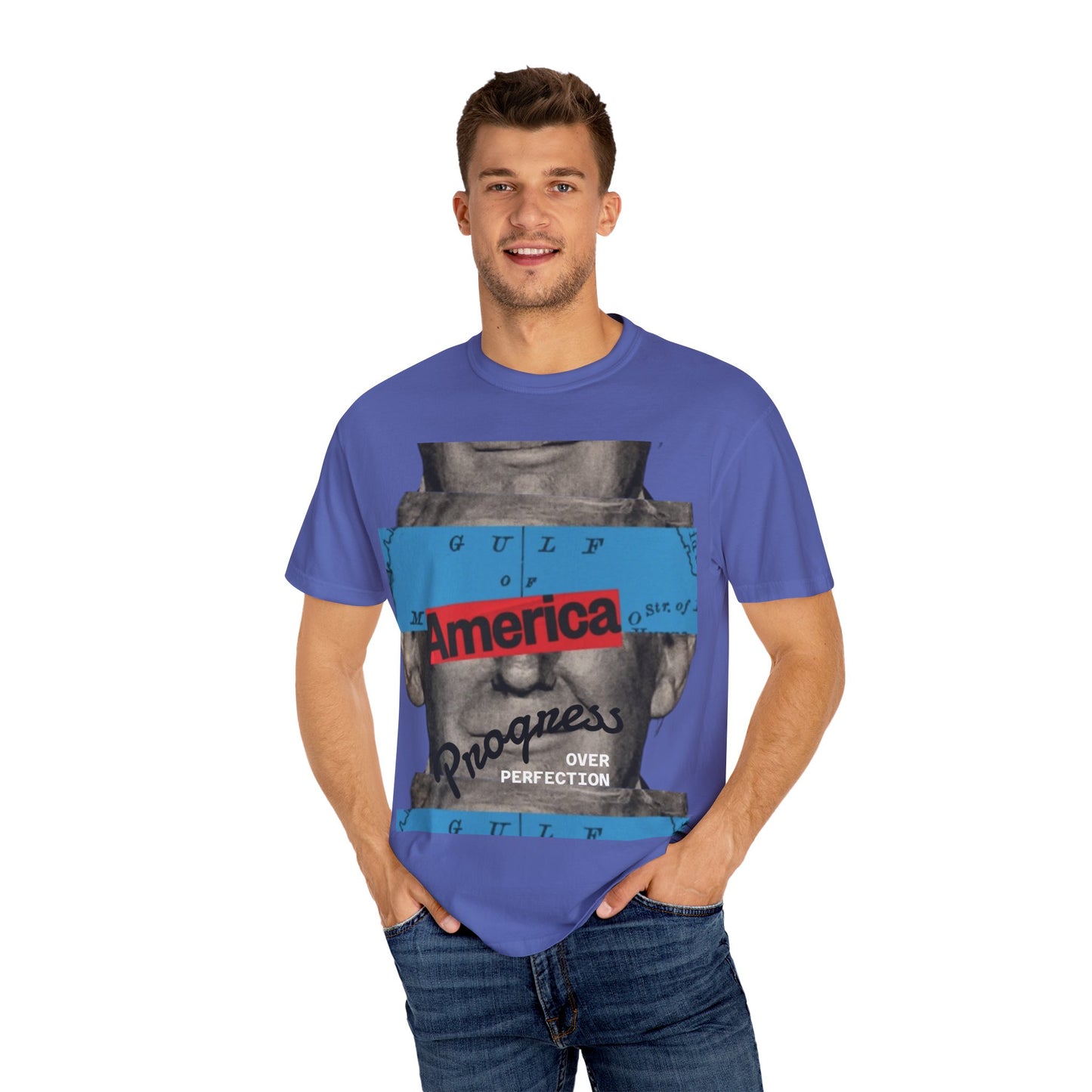Vintage Graphic T-Shirt - America, Progress Over Perfection, Unisex Tee for Casual Wear, Gift for Patriot Day, Birthday, 90s Style