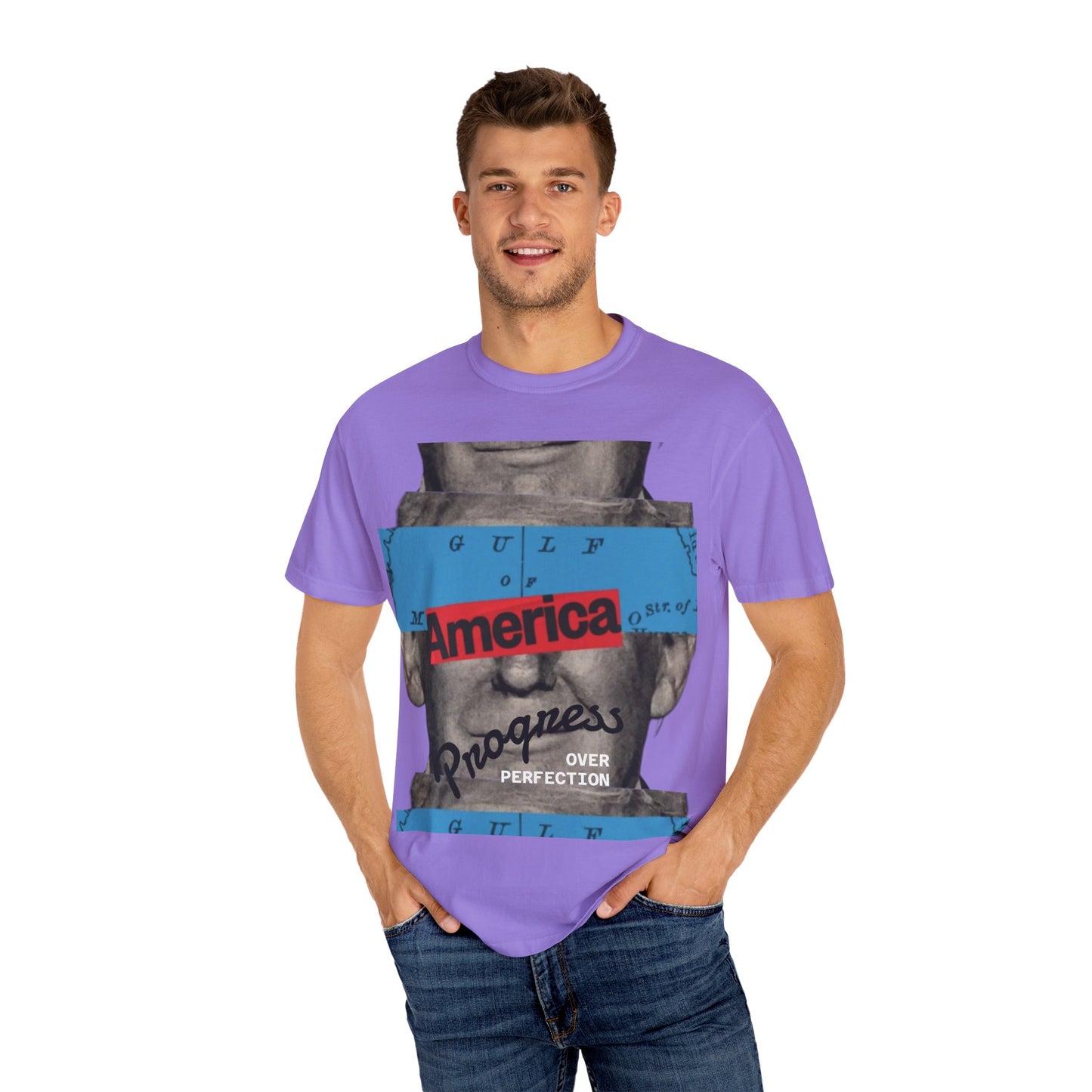 Vintage Graphic T-Shirt - America, Progress Over Perfection, Unisex Tee for Casual Wear, Gift for Patriot Day, Birthday, 90s Style