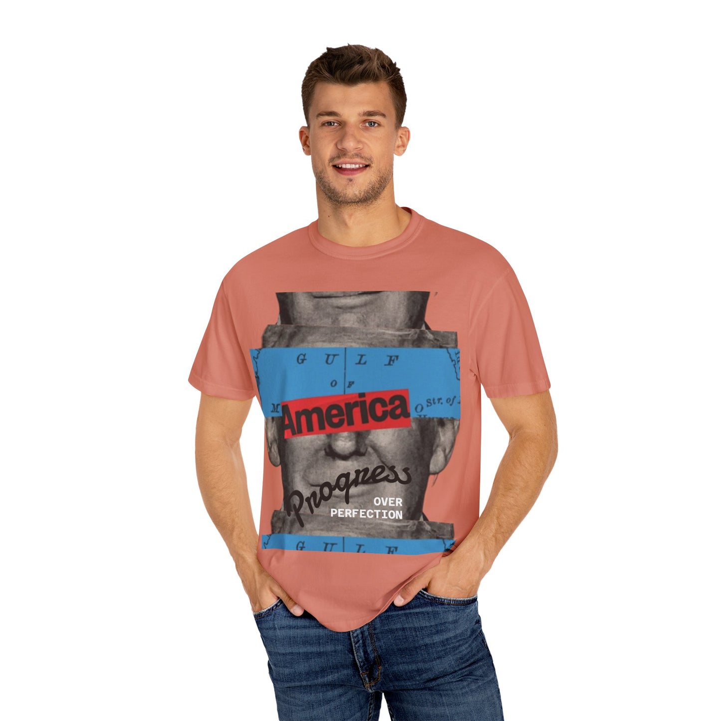 Vintage Graphic T-Shirt - America, Progress Over Perfection, Unisex Tee for Casual Wear, Gift for Patriot Day, Birthday, 90s Style