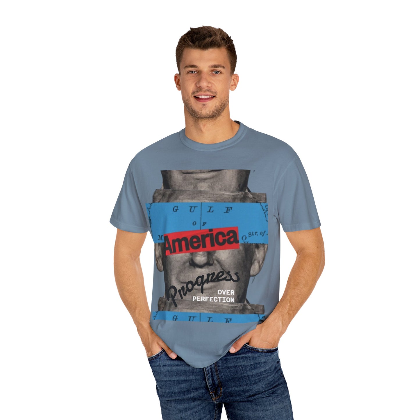Vintage Graphic T-Shirt - America, Progress Over Perfection, Unisex Tee for Casual Wear, Gift for Patriot Day, Birthday, 90s Style