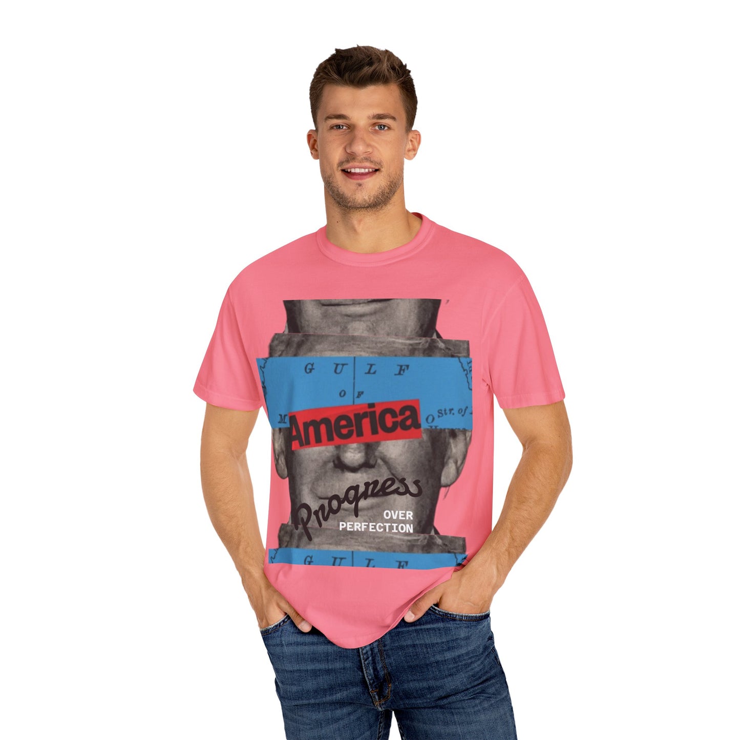 Vintage Graphic T-Shirt - America, Progress Over Perfection, Unisex Tee for Casual Wear, Gift for Patriot Day, Birthday, 90s Style