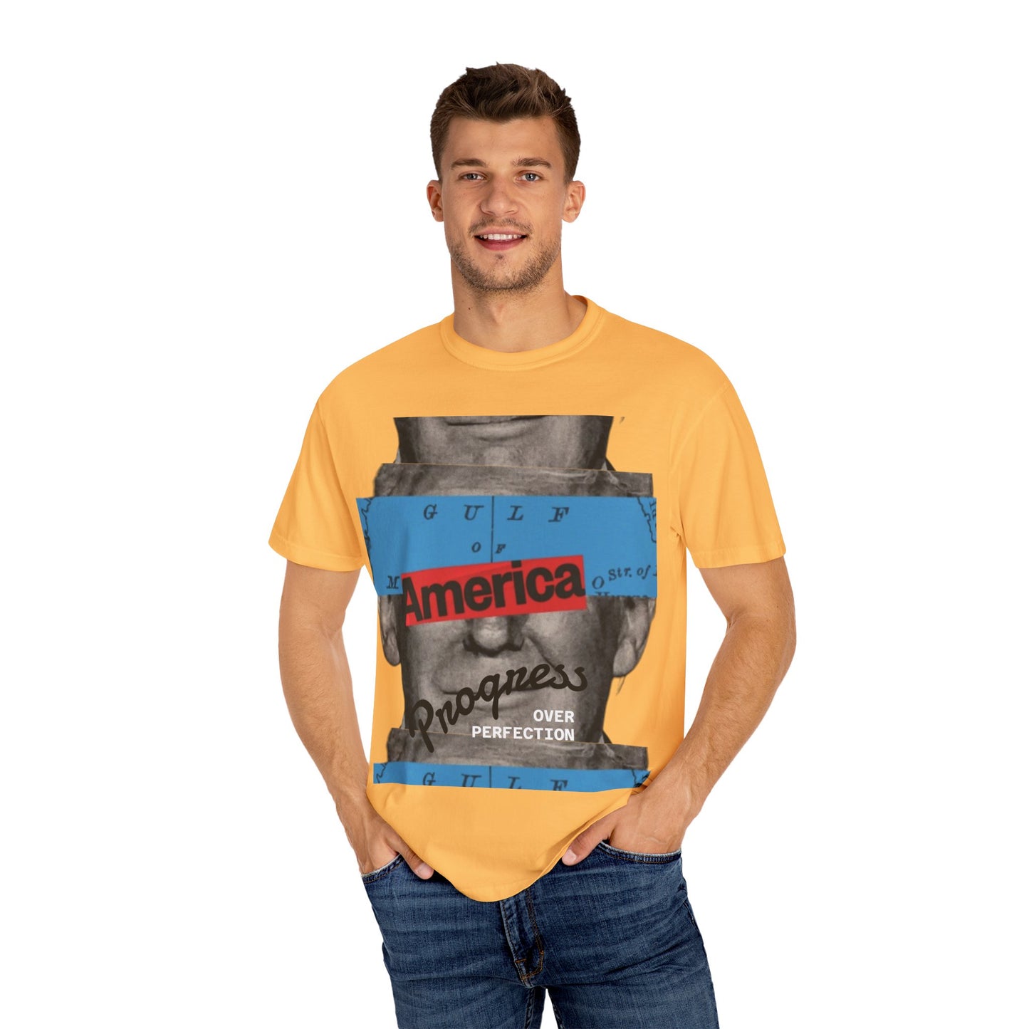 Vintage Graphic T-Shirt - America, Progress Over Perfection, Unisex Tee for Casual Wear, Gift for Patriot Day, Birthday, 90s Style
