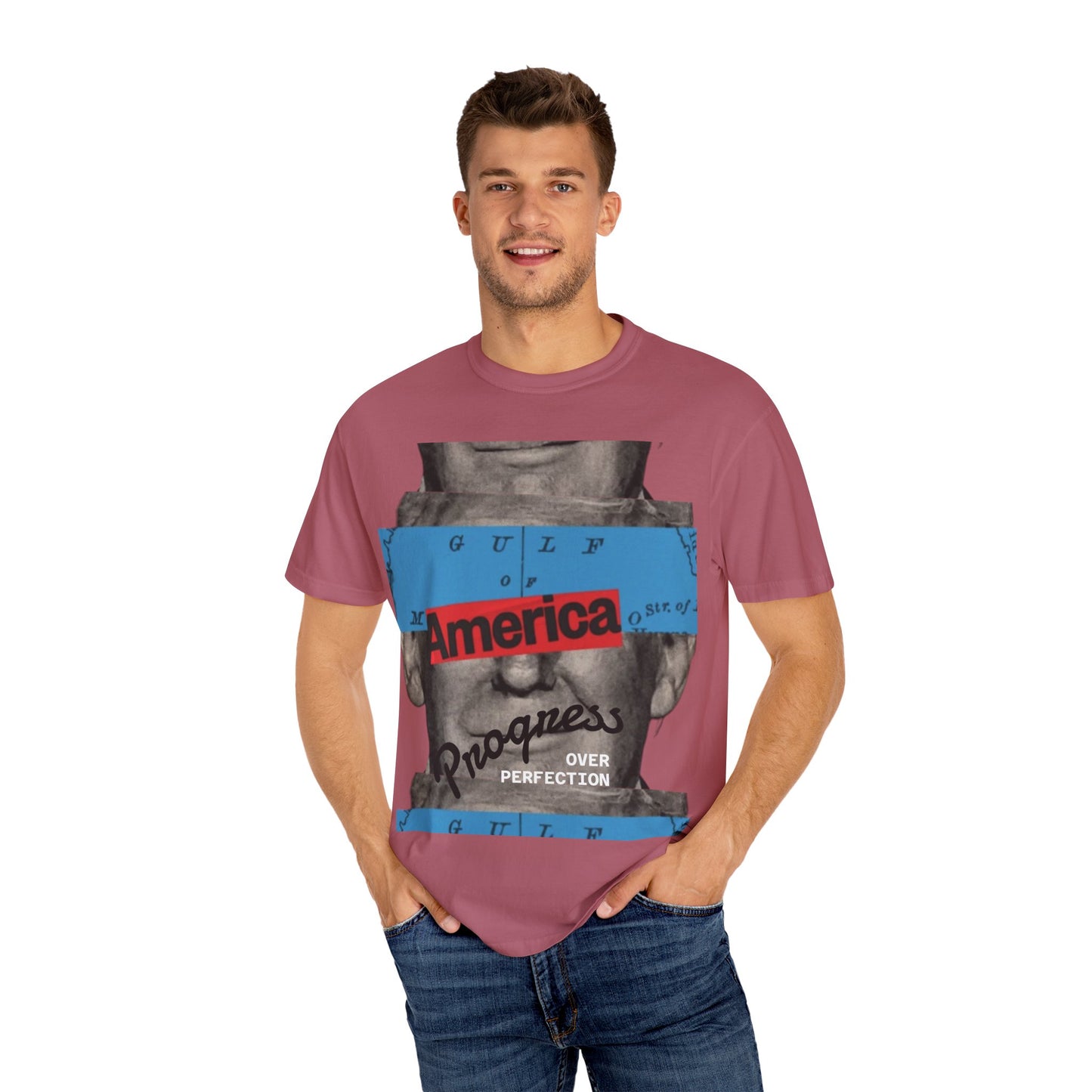 Vintage Graphic T-Shirt - America, Progress Over Perfection, Unisex Tee for Casual Wear, Gift for Patriot Day, Birthday, 90s Style