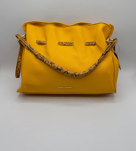 Badgley Mischka Orange Tote Shoulder Bag with Snakeskin Accents – New with Strap